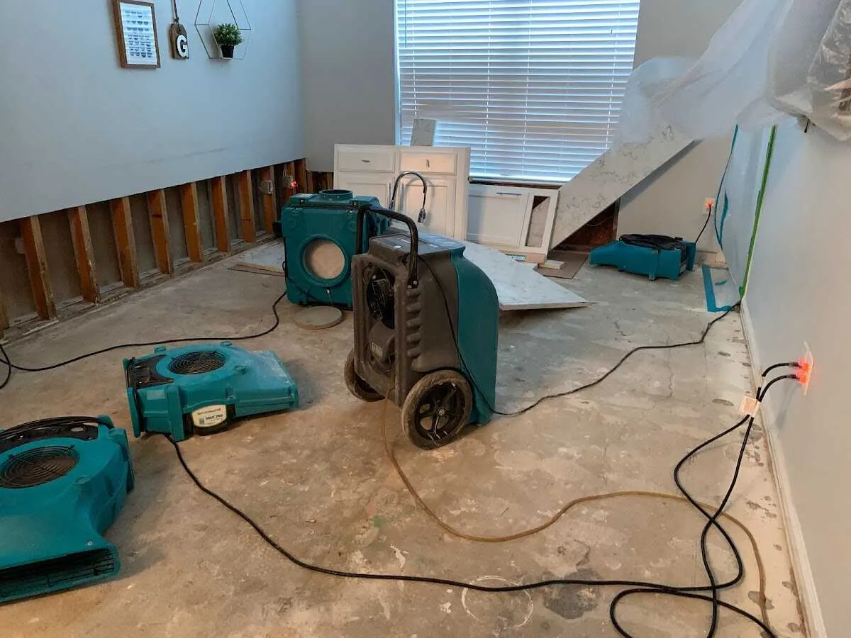 Dehumidifier in flood-cut room for Water Damage Restoration in Breaux Bridge